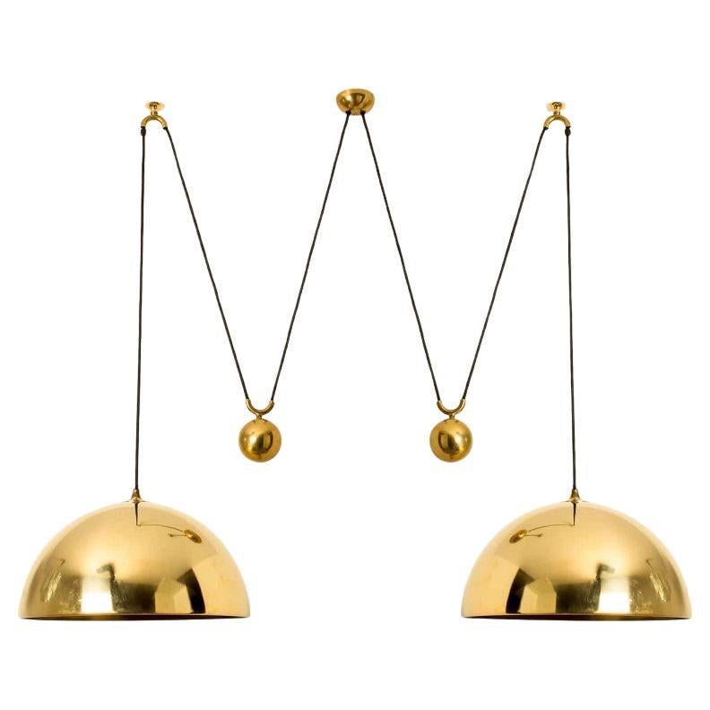 Double Pull Brass Pendant Light by Florian Schulz For Sale
