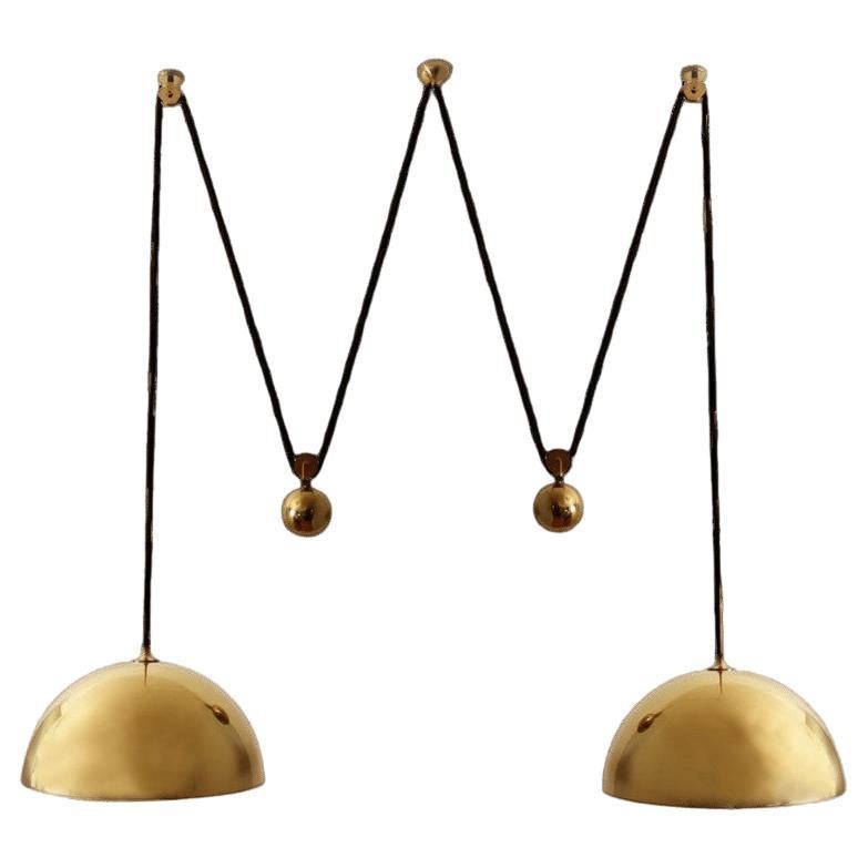 Double Pull Brass Pendant Light by Florian Schulz For Sale