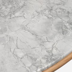 Double R Glossy Fango Finish Wood & White Carrara Marble Top Dining Table