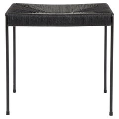 Double-Rail Handwoven Black Danish Cord Stool