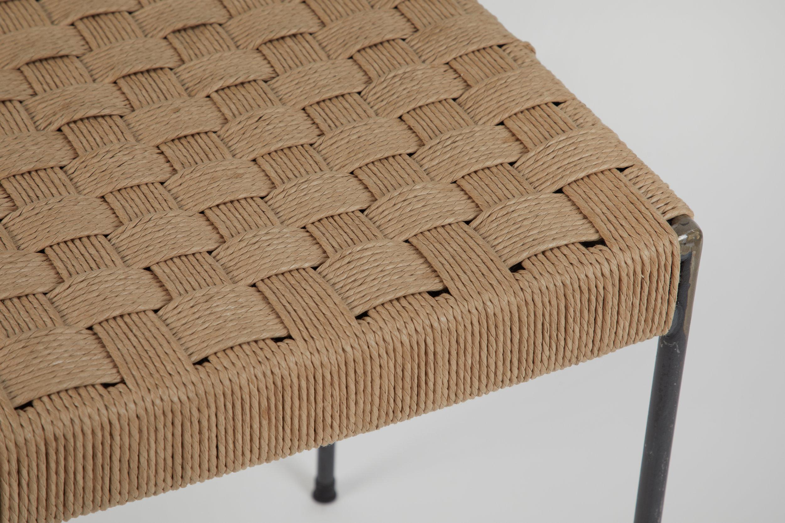 Américain Tabouret en corde danois tissé à la main à double rail en vente