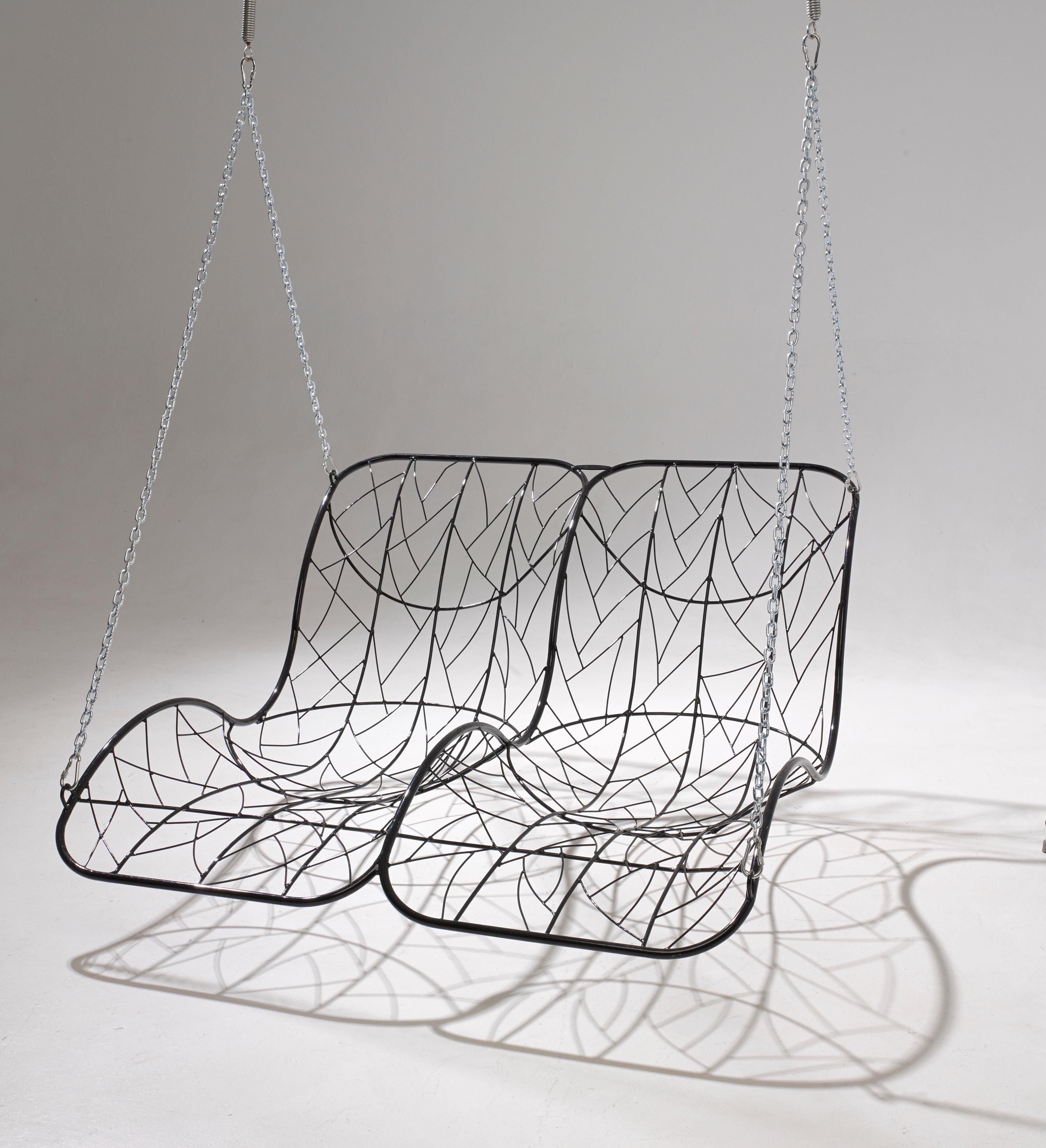 Doppel- Recliner-Swing-Stuhl mit Sockelbeinen aus Stahl, modern, 21. Jahrhundert im Angebot 1