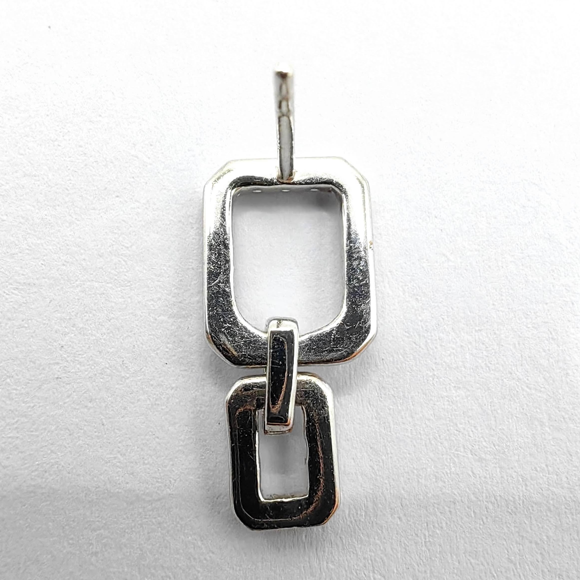 Doppeltes Rechteck A Link Rundschliff Pavé-Diamant Ohrringe in 18K Weißgold im Angebot 6
