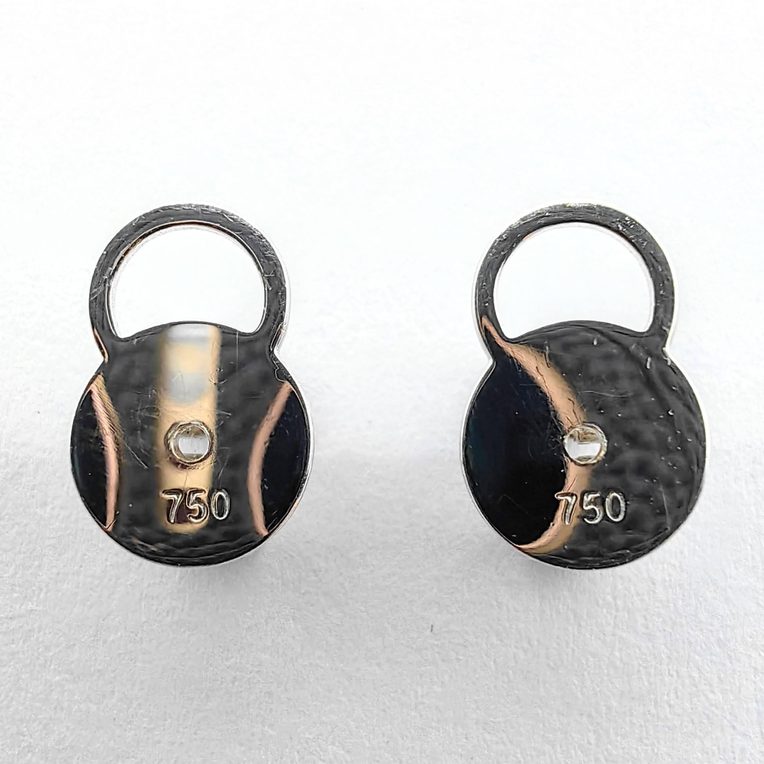 Doppeltes Rechteck A Link Rundschliff Pavé-Diamant Ohrringe in 18K Weißgold im Angebot 1