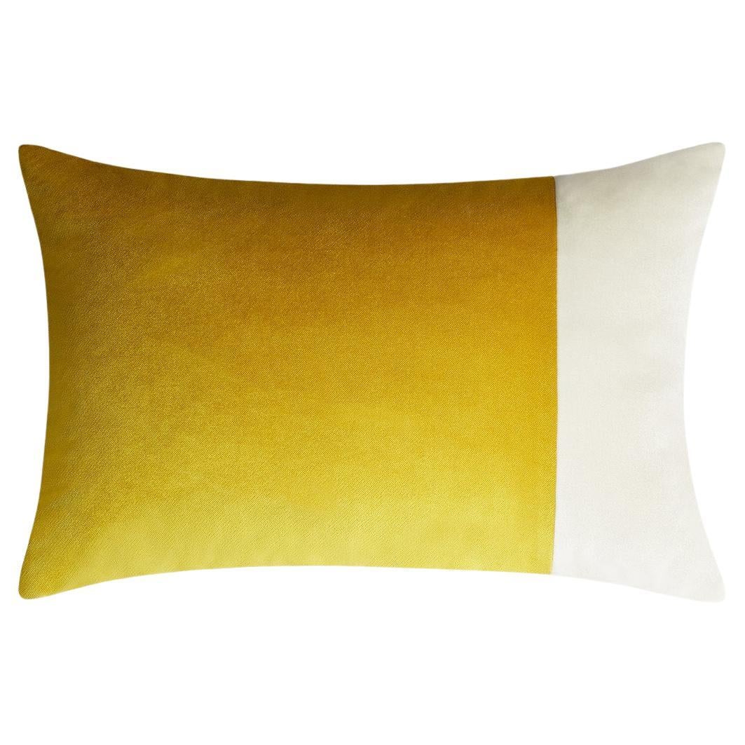 Double Rectangle Mustard Velvet Mustard and White For Sale