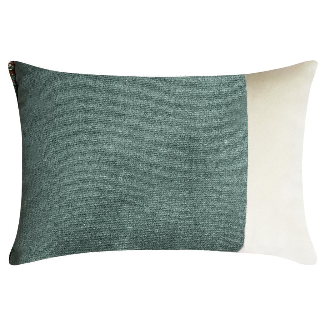 Double Rectangle Teal Velvet Teal and White For Sale