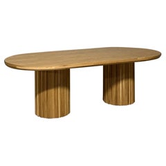 Double Reeded Pedestal Dining Table by Vintage on Point