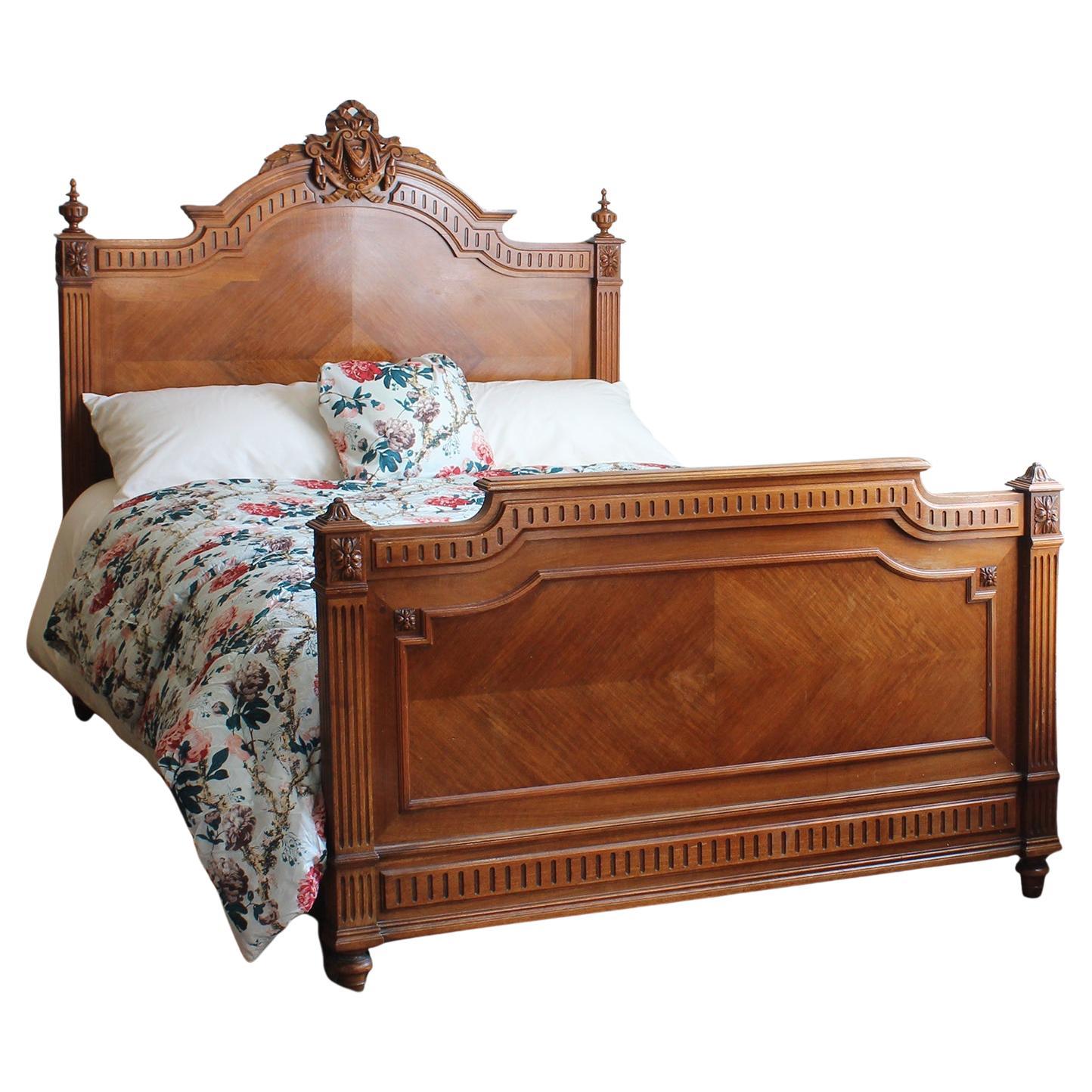 Double Renaissance Style Walnut Antique Bed - WD64