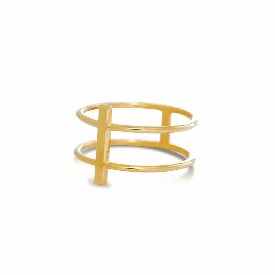 Double Ring Gold Bar 14K Yellow Band Solid Gold Minimalist Stackable Ring Gift
Light weight can be worn everyday

Additional information:
Condition: New with tags: A brand-new, unused, and unworn item (including handmade items) in the original