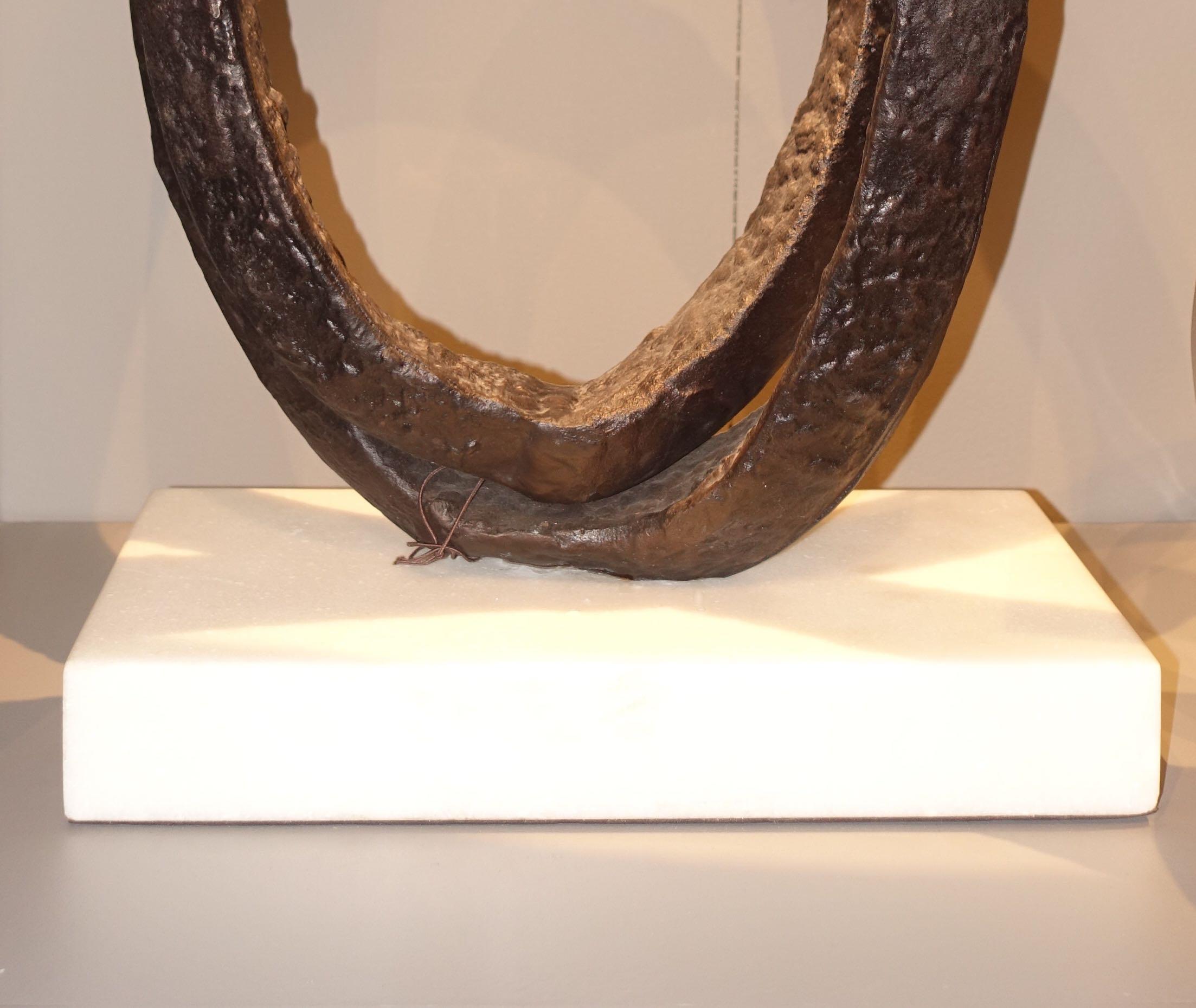 Indonesian Double Ring Iron Sculpture, Indonesia, Contemporary