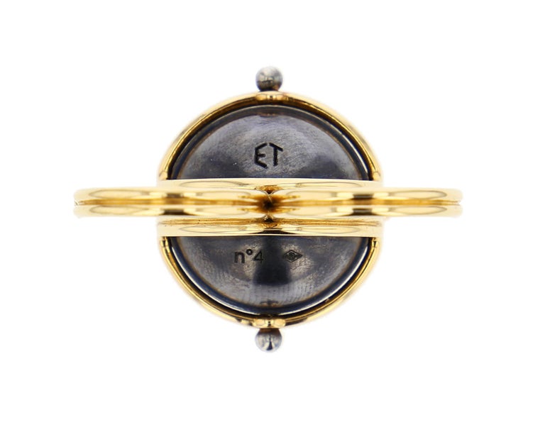 Neoclassical Double Ring Pluton Yellow Gold  Diamonds by Elie Top