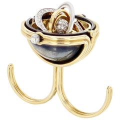 Diamonds Pluton Double Ring  in 18K yellow gold by Elie Top