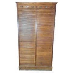 Double roller shutter filing cabinet, solid oak, circa 1900, notary style