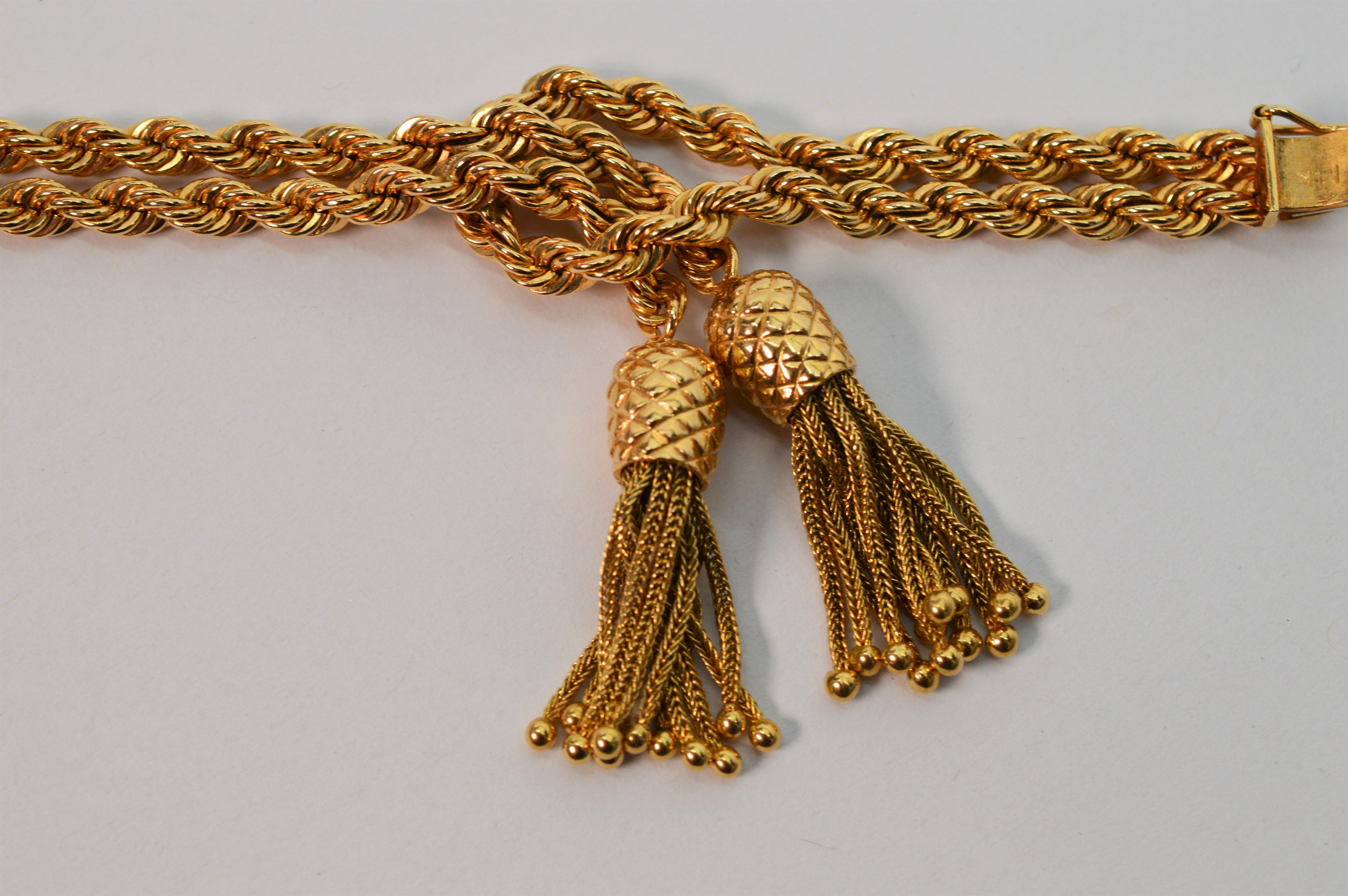 gold bracelet with tassel