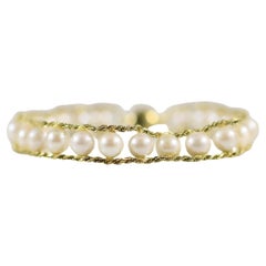 Double Rope Cultured Pearl Bracelet in 14k Yellow Gold