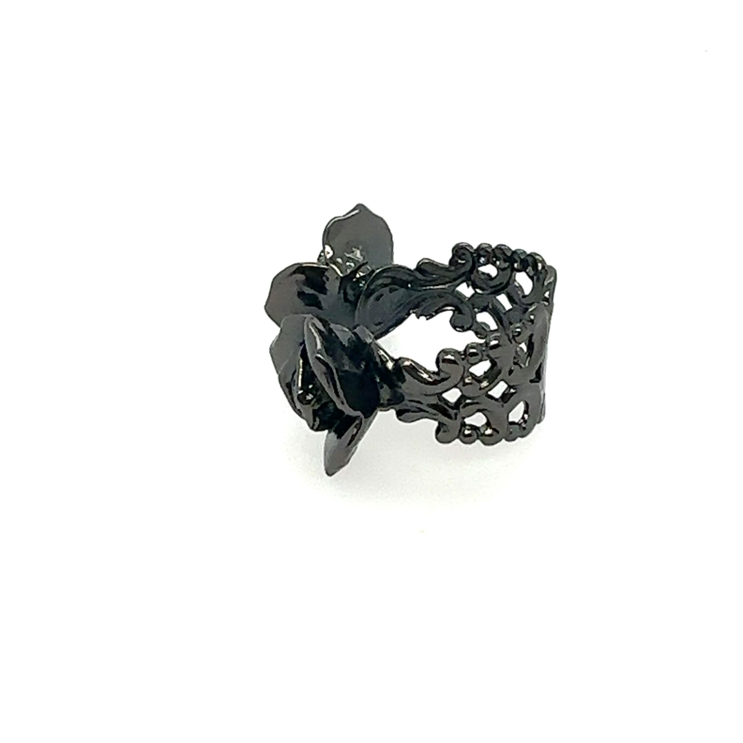 Bague à double rosette en laiton et plaqué or Unisexe en vente