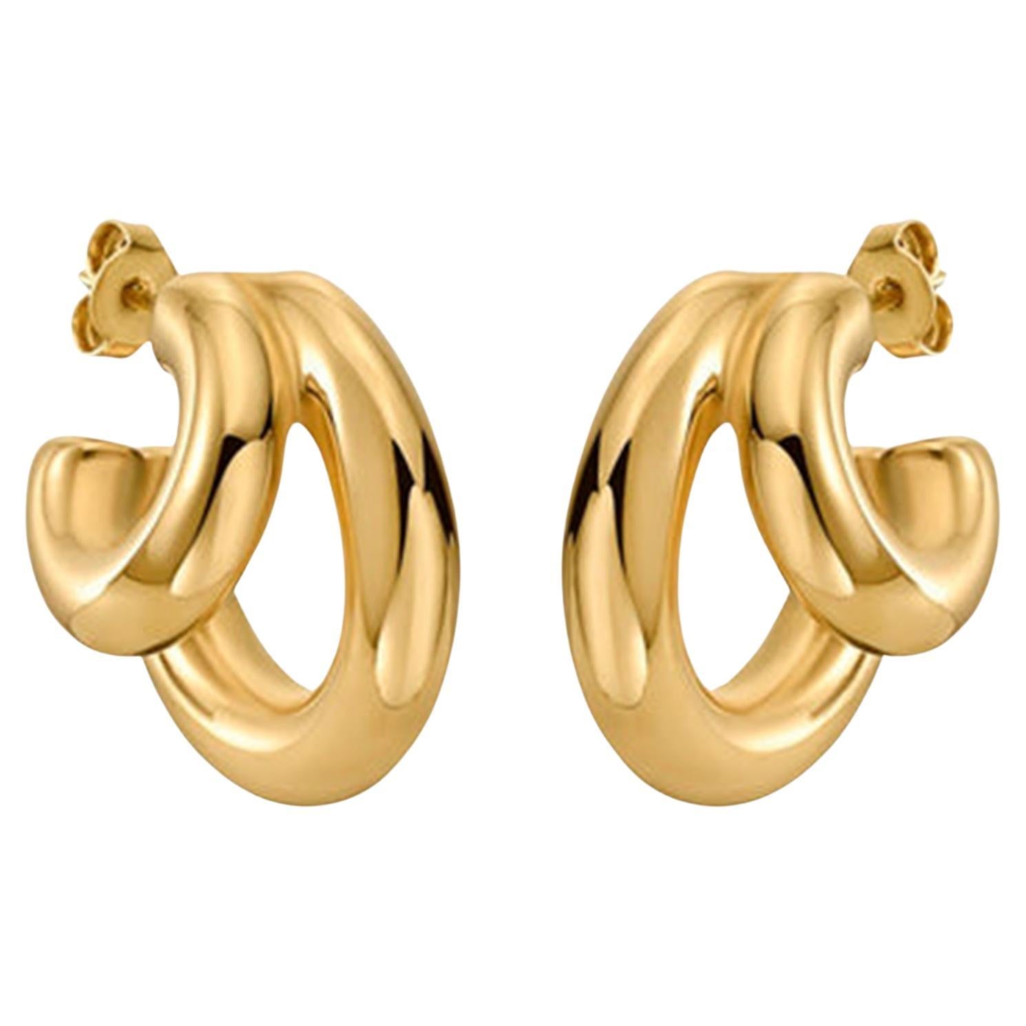 Orecchini a cerchio doppio tondo in oro giallo 14K (o 18k su richiesta)