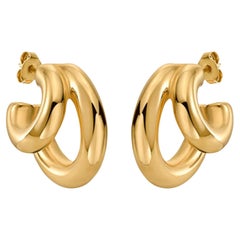Orecchini a cerchio doppio tondo in oro giallo 14K (o 18k su richiesta)