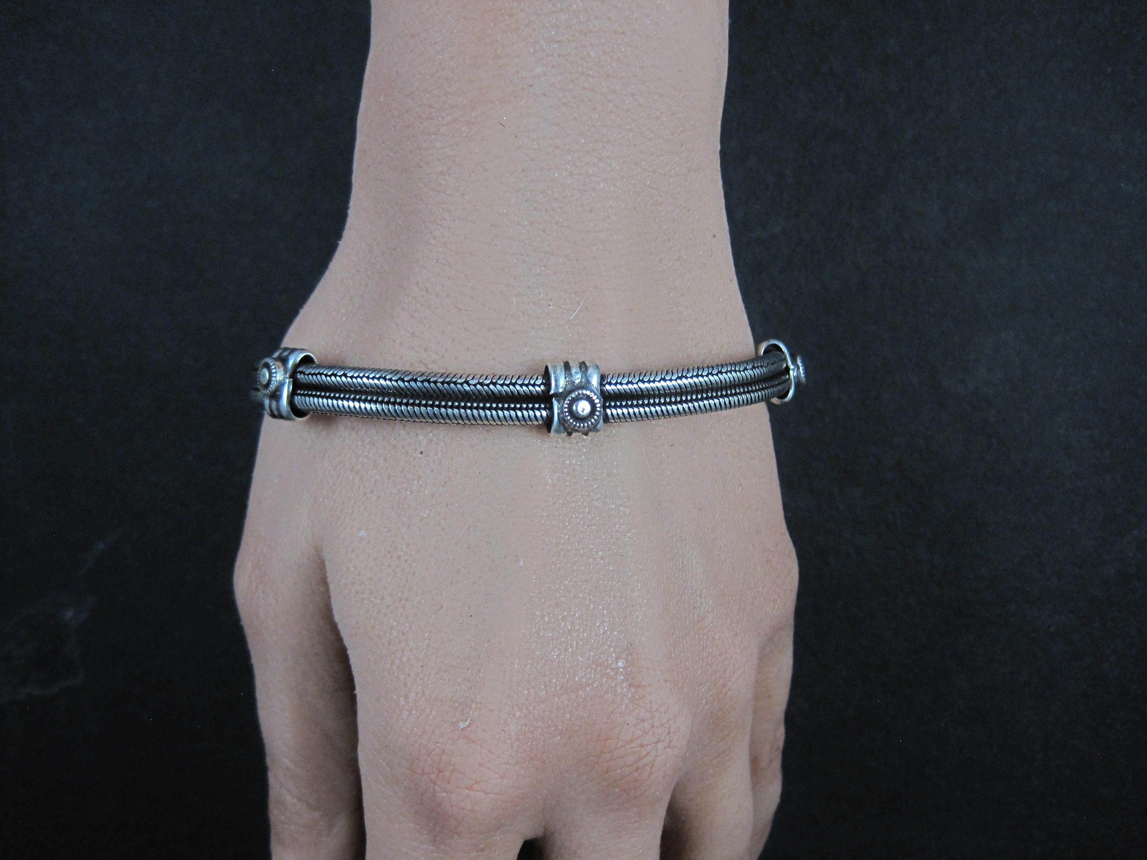 Bracciale a catena doppio serpente rotondo tribale da 8