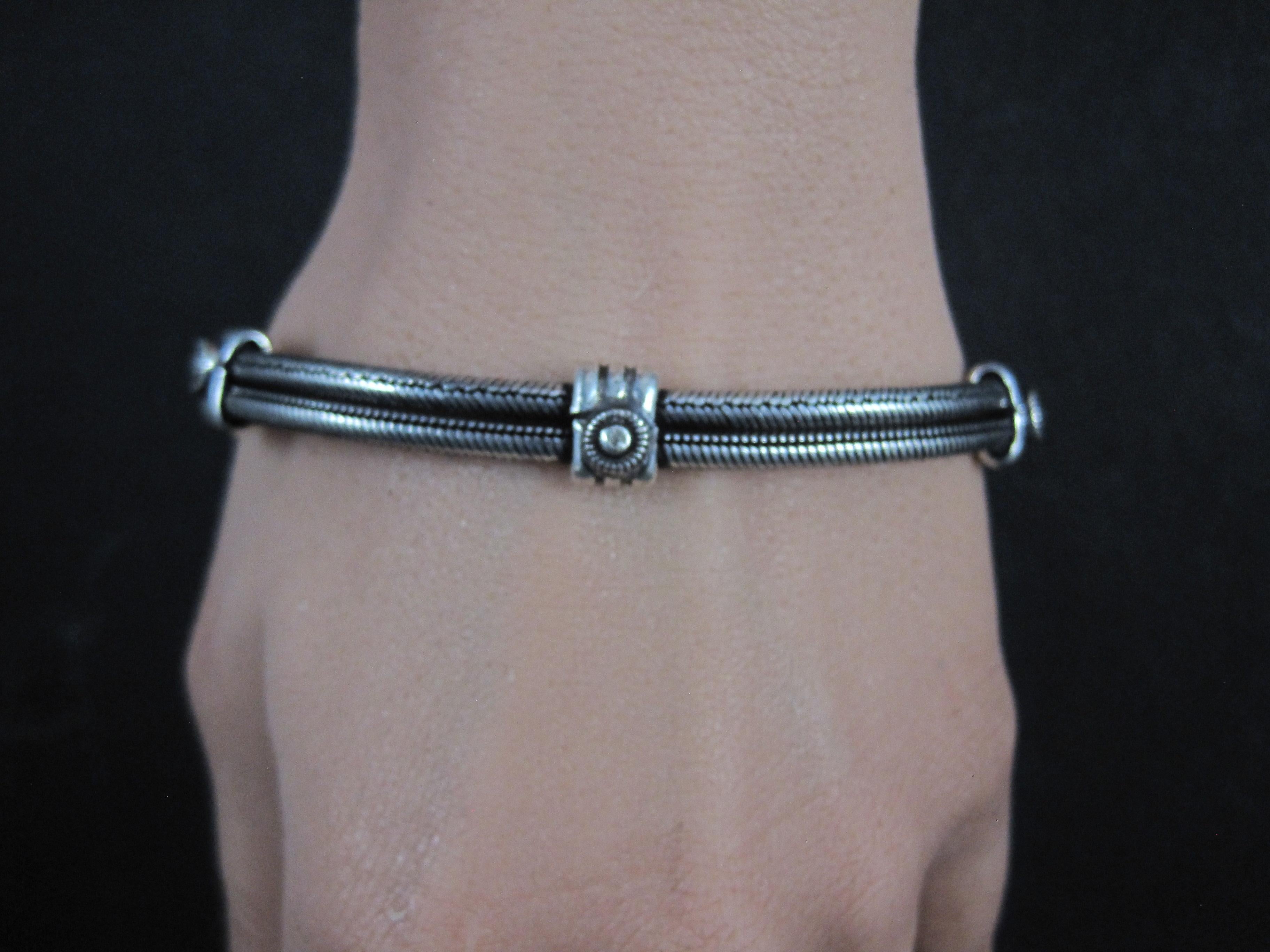 Bracciale a catena doppio serpente rotondo tribale da 8