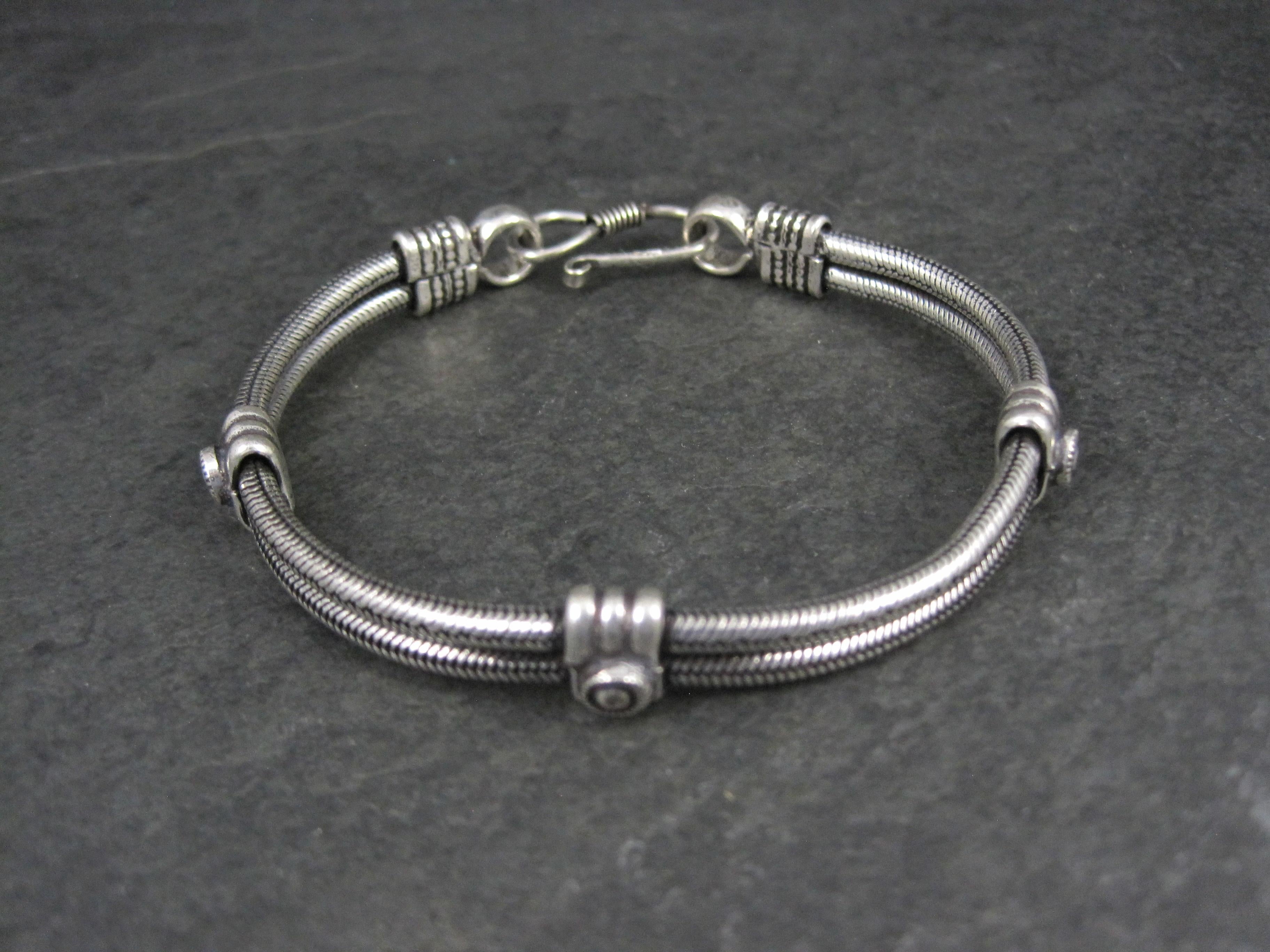 Neoetrusco Bracciale a catena doppio serpente rotondo tribale da 8