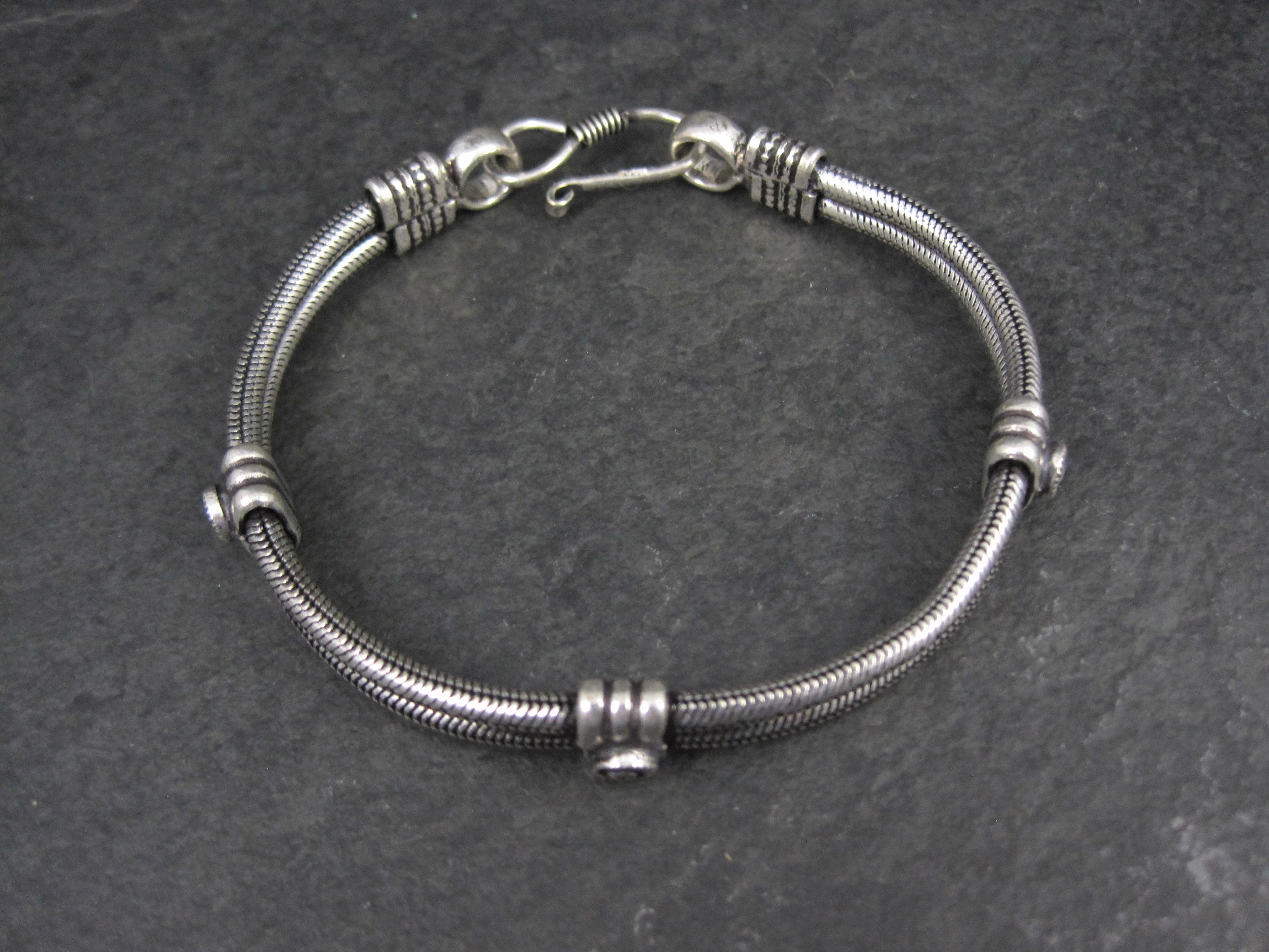 Bracciale a catena doppio serpente rotondo tribale da 8