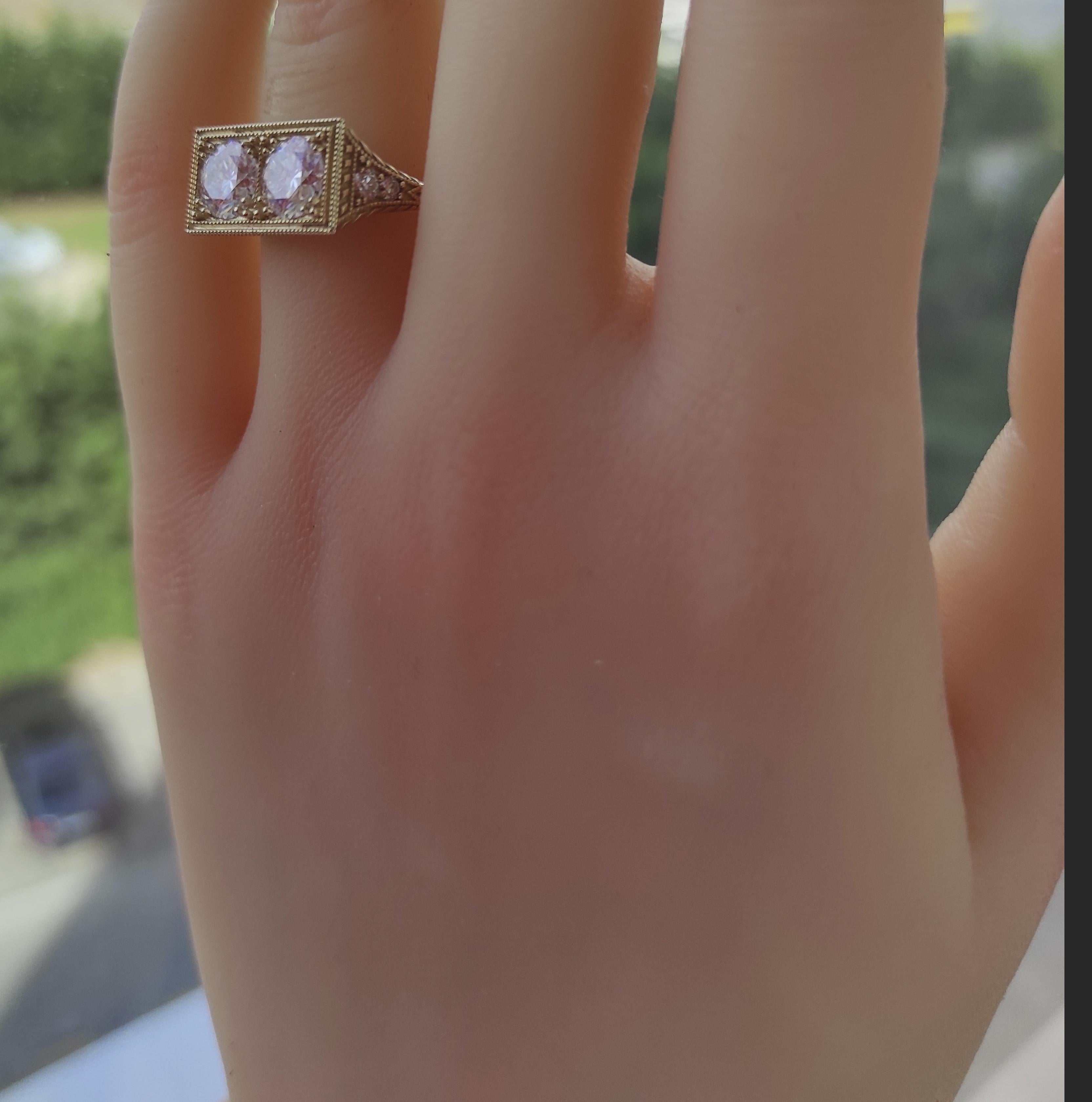 For Sale:  Double Round Stone 14k gold EngagemenDouble Round Stone 14k gold Engagement Ring 9
