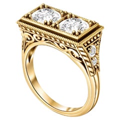 Double Round Stone 14k gold Engagement Ring