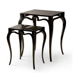 Table d'appoint Double Roundly Set of 2 in Mahogany Wood