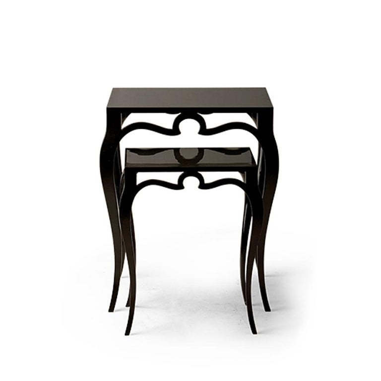 Double Roundly Side Table Set of 2 in Mahogany Wood For Sale at 1stDibs