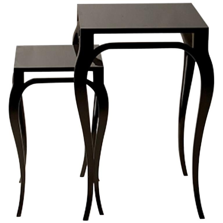 Double Roundly Side Table Set of 2 in Mahogany Wood For Sale at 1stDibs