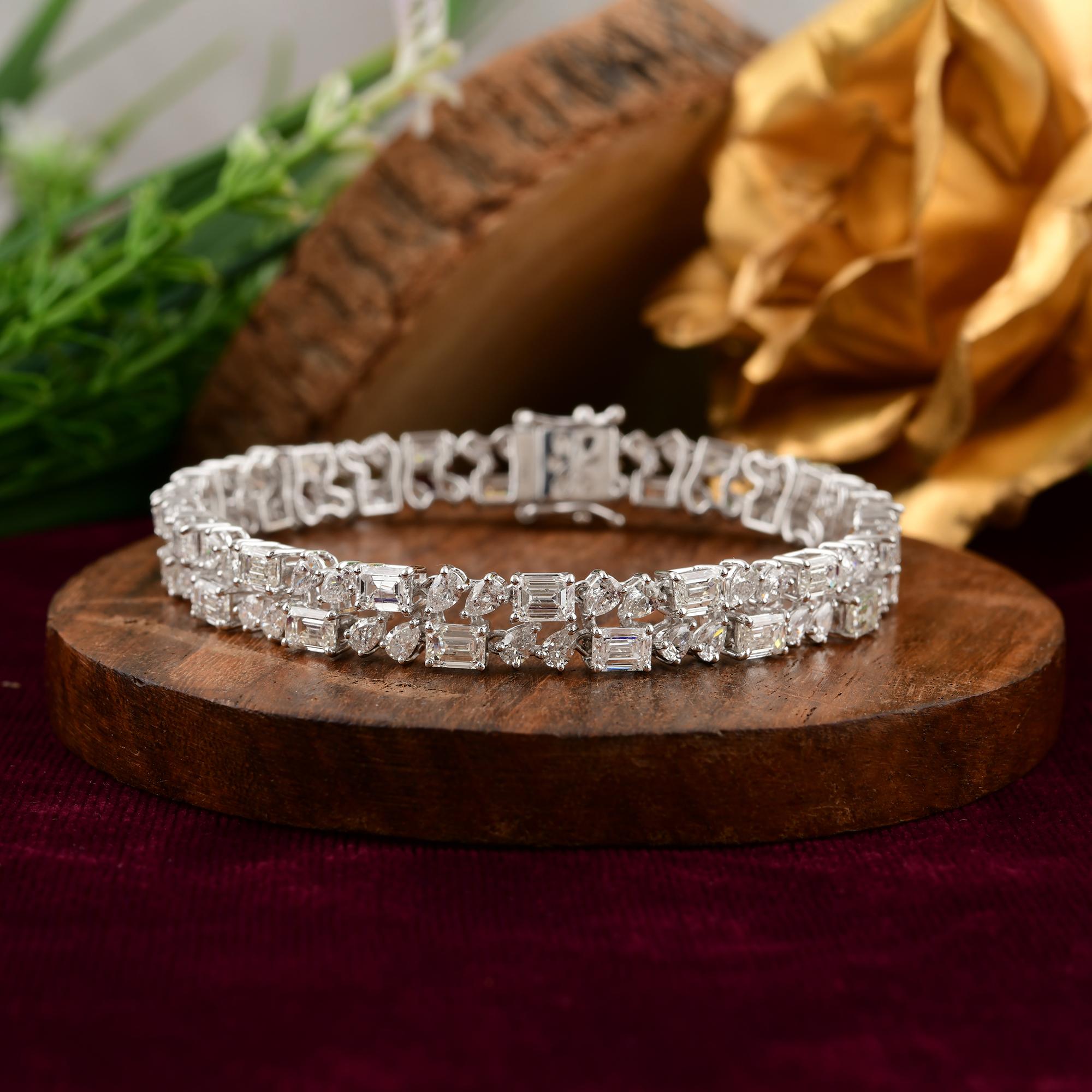 Moderno Bracciale con diamanti certificati a doppia fila da 12,20 carati per il matrimonio in oro bianco 18k in vendita
