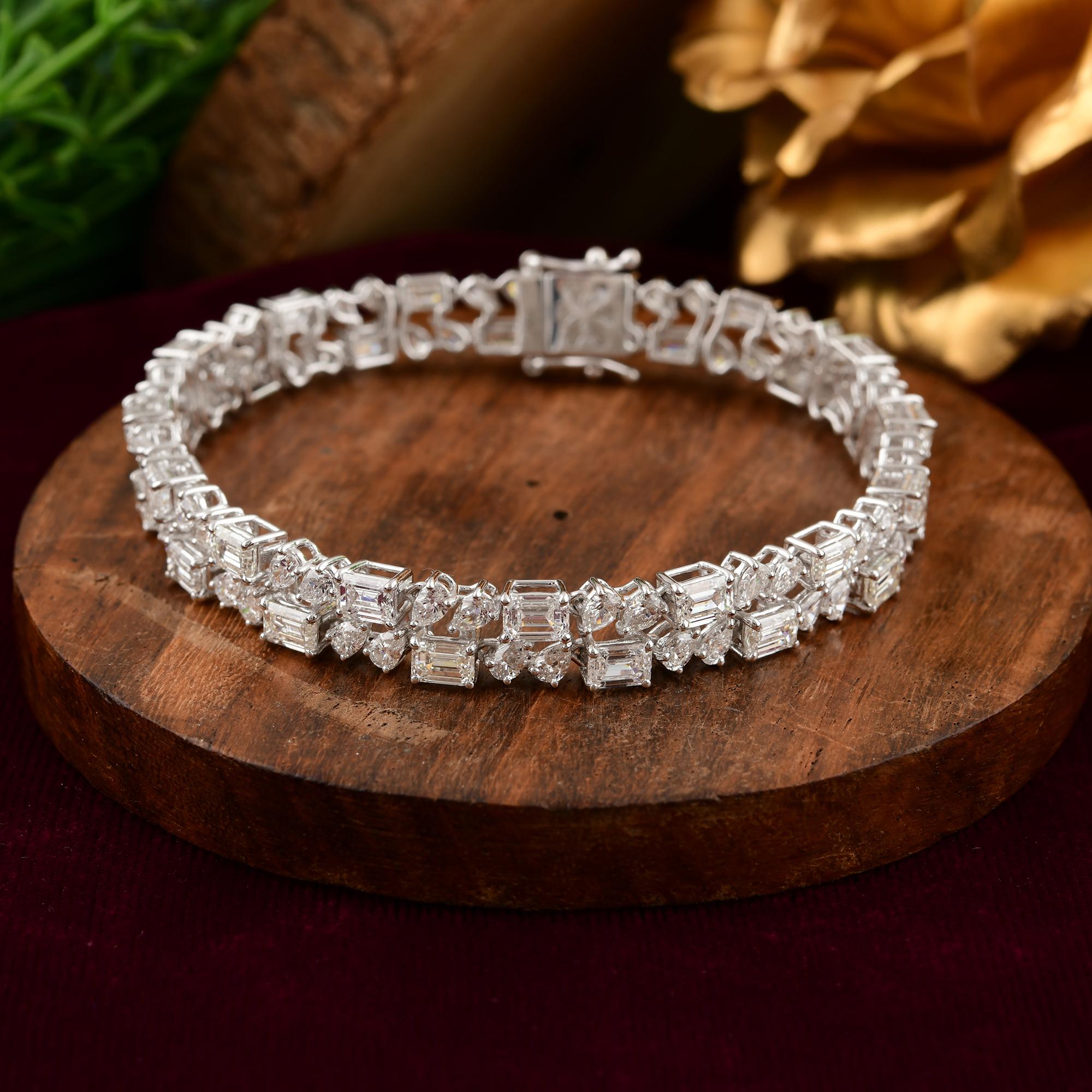Donna Bracciale con diamanti certificati a doppia fila da 12,20 carati per il matrimonio in oro bianco 18k in vendita