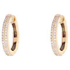 0.14ct Pave Diamond Double Row 14K Gold Huggie Hoop Earrings