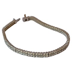 Bracciale tennis con diamanti bianchi a doppia fila da 5 carati in oro 18 carati, realizzato a mano