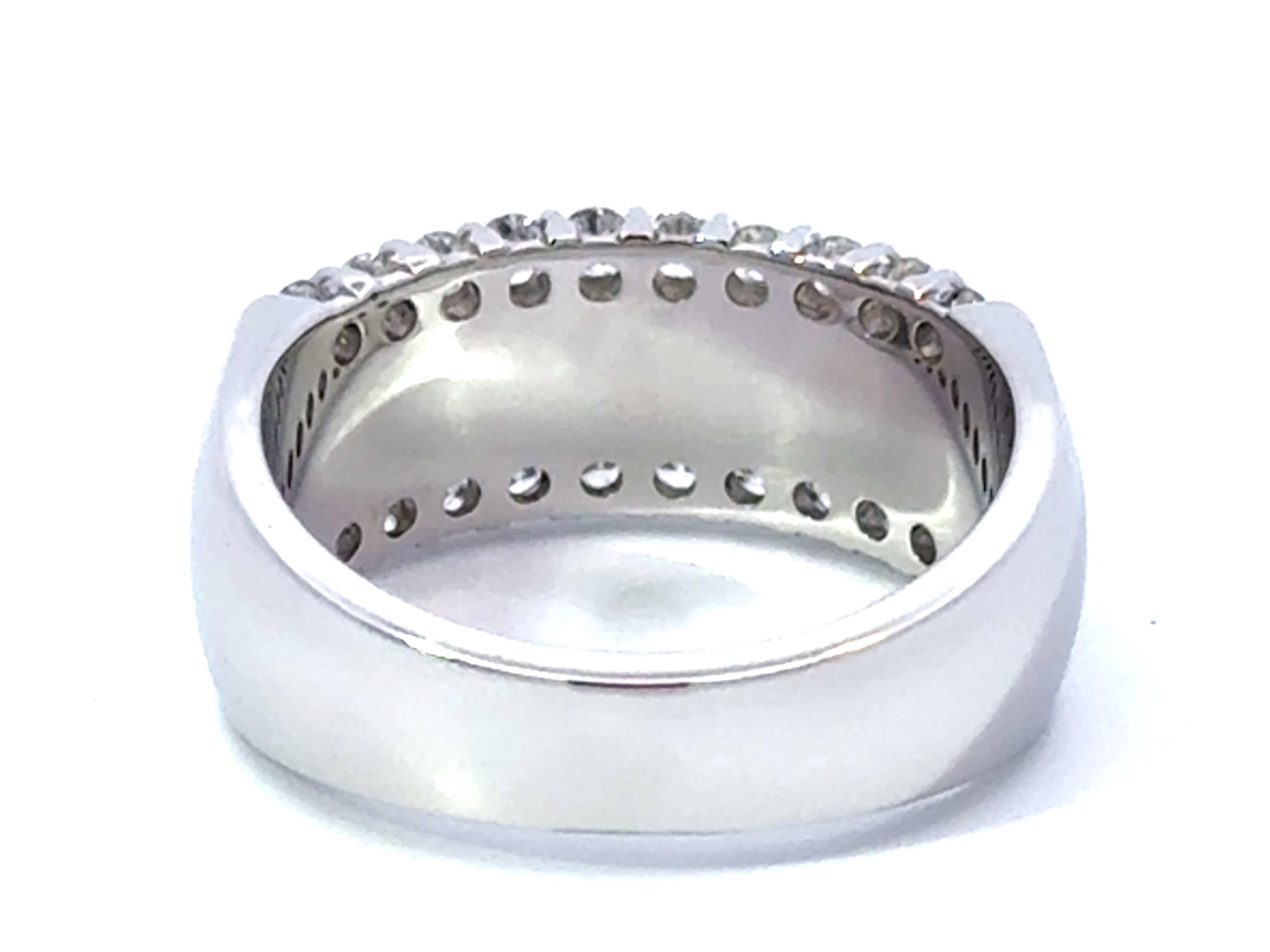 Double Row 8 mm Wide Diamond Wedding Band Ring High Polish Finish 14k White Gold For Sale 2