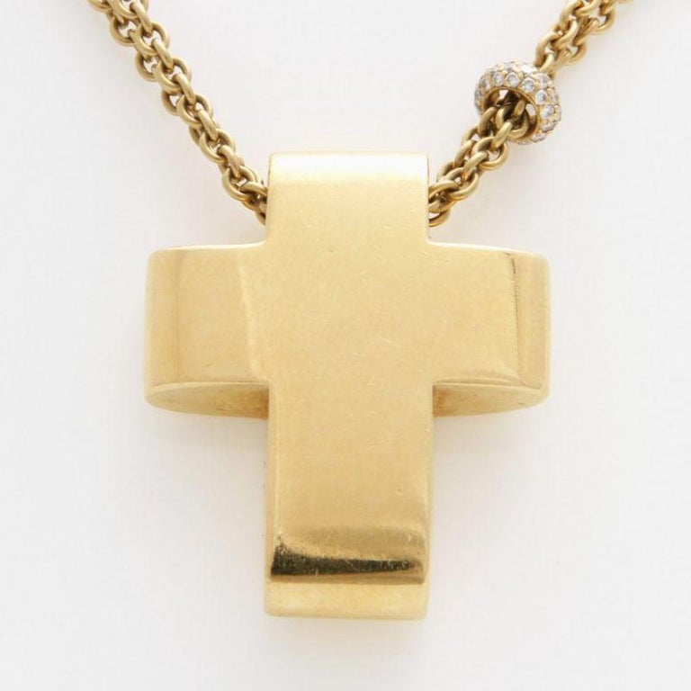 DoubleRow Anchor Necklace with Cross Pendant, Especially with Emerald