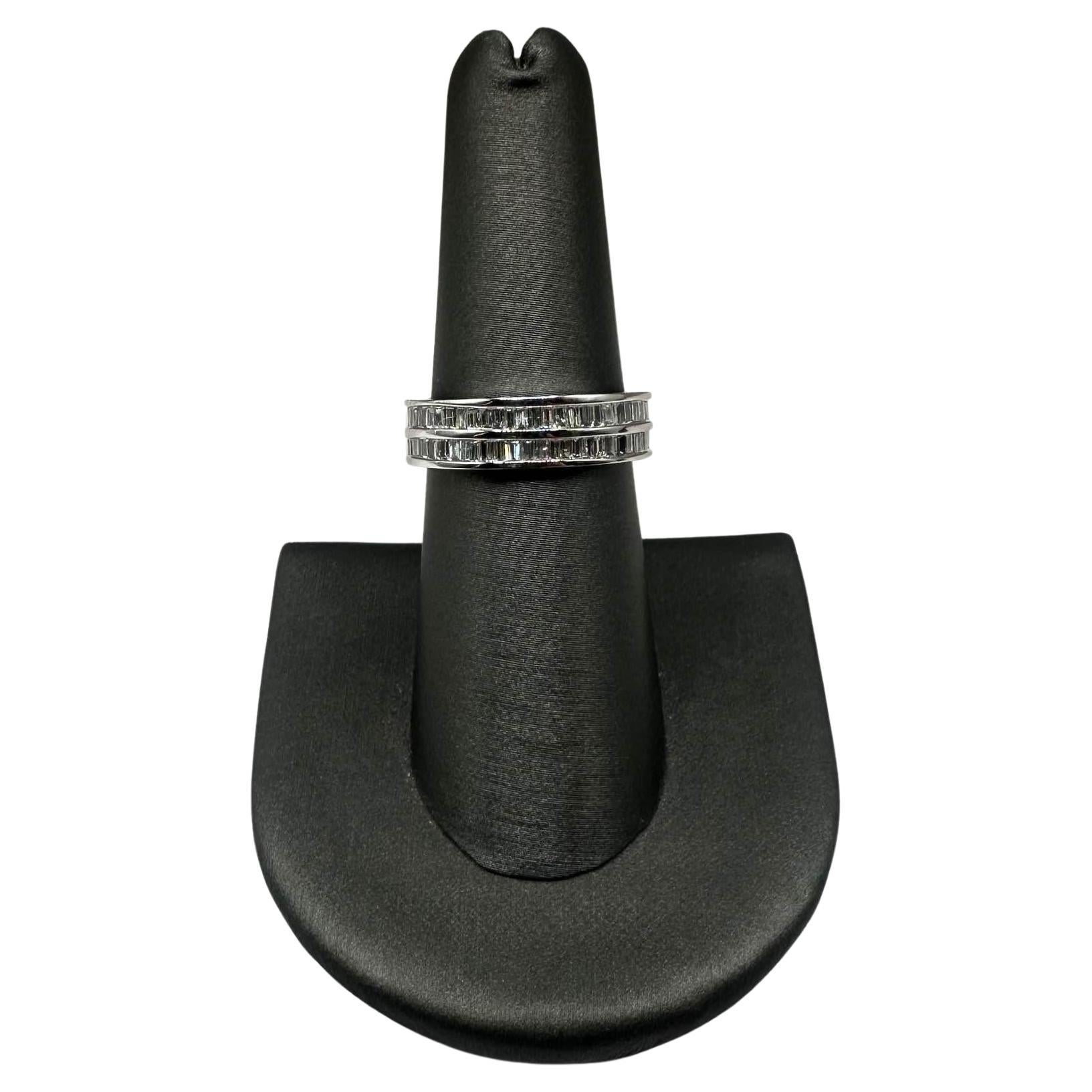 Doppelreihiger Baguette-Diamantring aus 14kt Weißgold - 1ctw HI SI, Größe 6,75