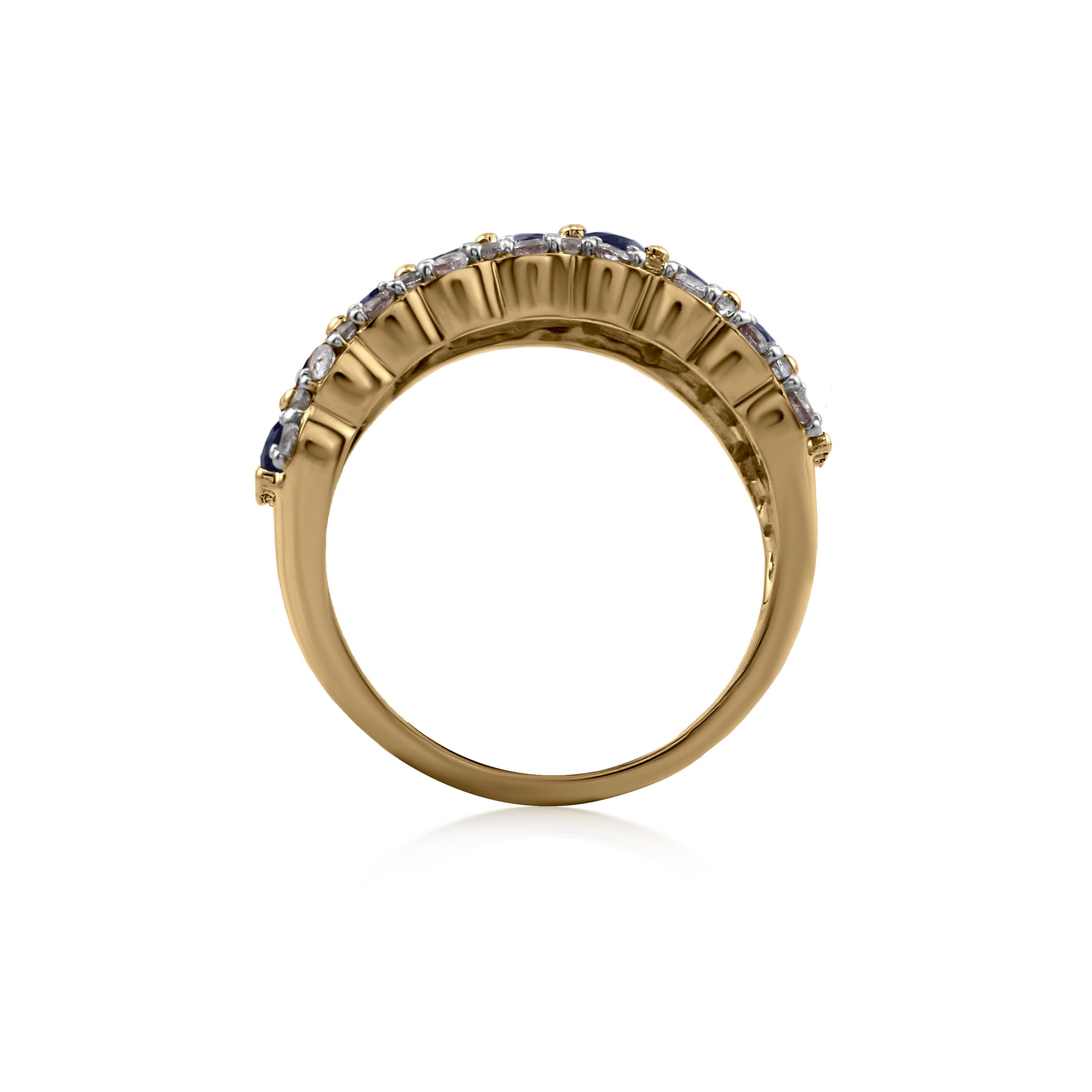 Contemporary Gemistry 4.15 Ct. T.W Double-Row Blue Sapphire Eternity Band Ring in 14K Gold