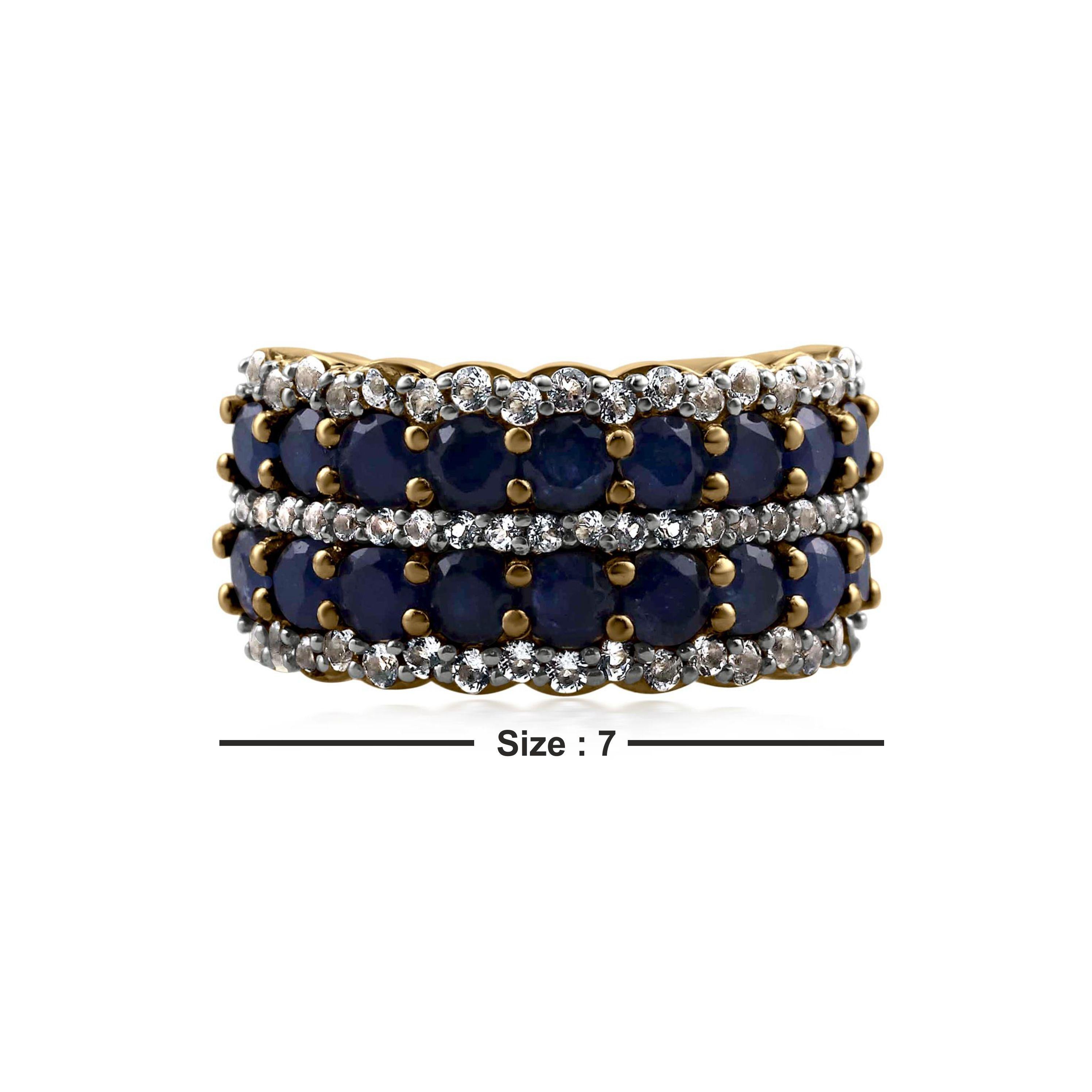 Gemistry 4.15 Ct. T.W Double-Row Blue Sapphire Eternity Band Ring in 14K Gold In New Condition In New York, NY