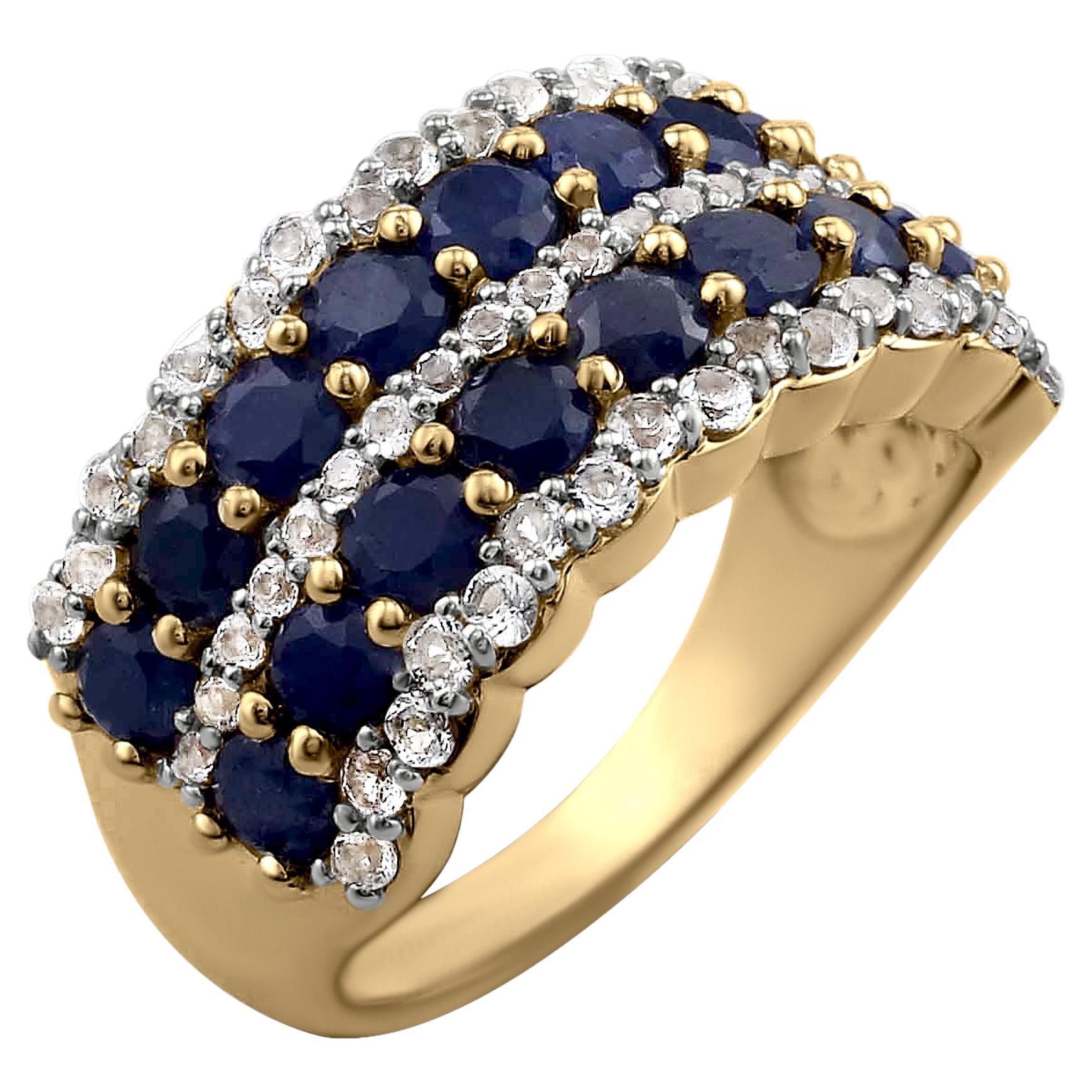 Gemistry 4.15 Ct. T.W Double-Row Blue Sapphire Eternity Band Ring in 14K Gold