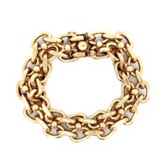 Double Row Chain Link 15mm Wide Gold Vintage Bracelet