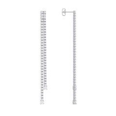 Boucles d'oreilles Push Back en or blanc 18K avec double rangée de diamants