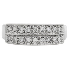 Vintage Double row diamond band in 14k white gold. 0.35 carats in diamonds; size 6 3/4