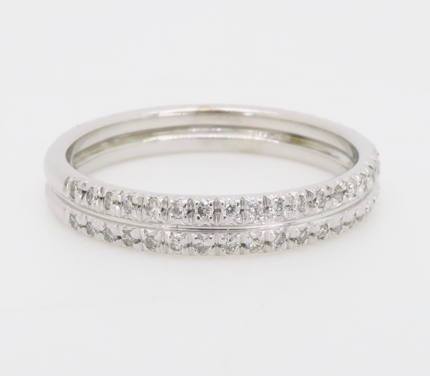 Double Row Diamond Band Made in White Gold For Sale 5