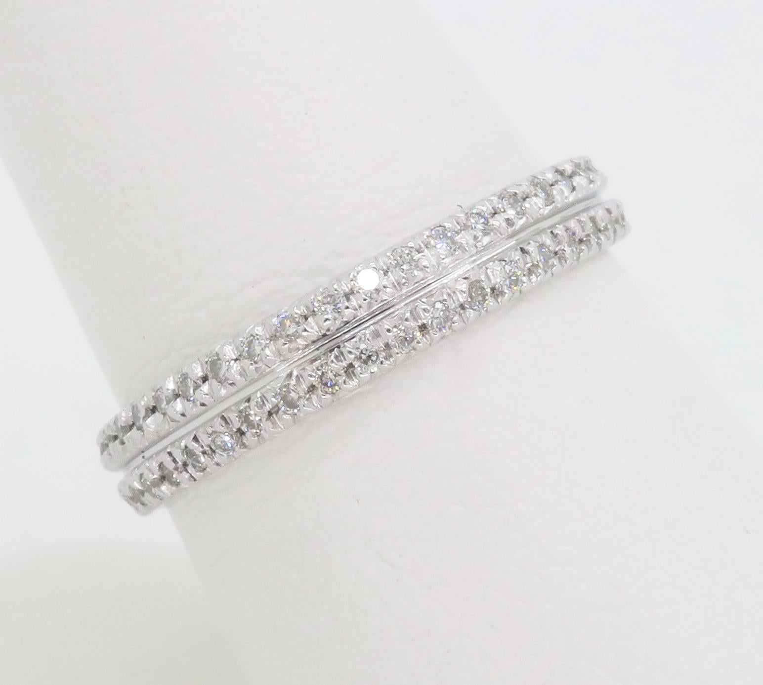 Bracelet à double rangée de diamants en or blanc  Unisexe en vente