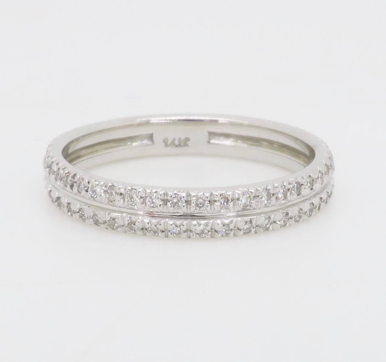 Double Row Diamond Band Made in White Gold For Sale 2