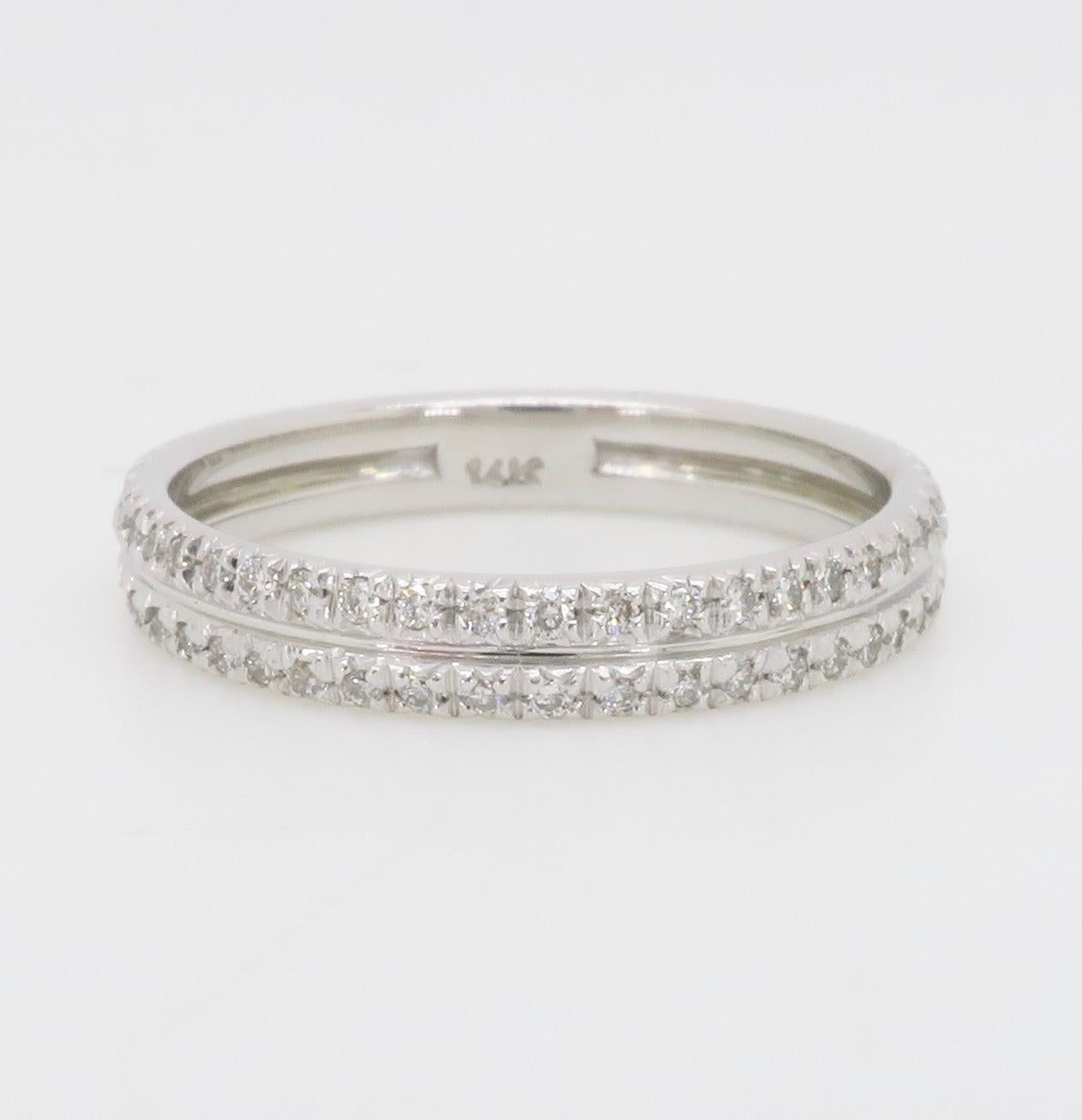 Double Row Diamond Band Made in White Gold For Sale 3