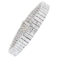 Double Row Diamond Bracelet 25.00 Carat Platinum