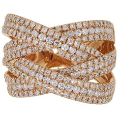 Double Row Diamond Criss Cross Band